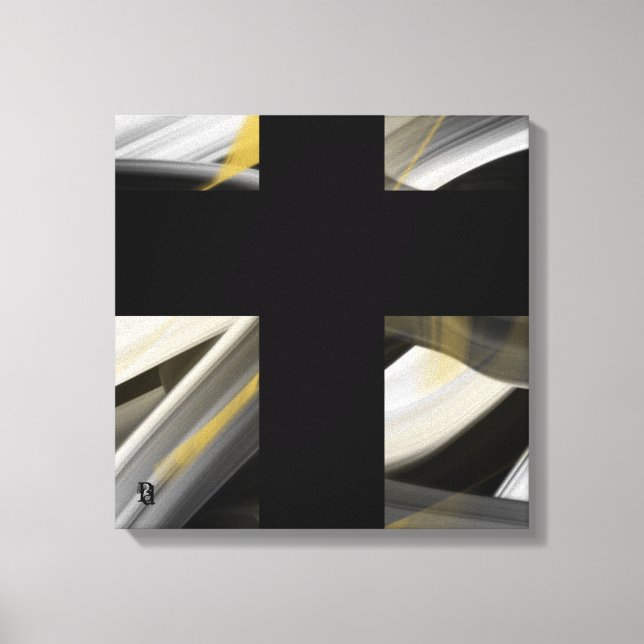 16x16" Trend Abstract Art Canvas Black White Gold (Frente)