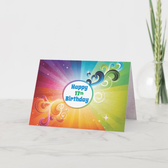 17º Aniversário Cartão Religioso Bênçãos Arco-Íris (Frente)