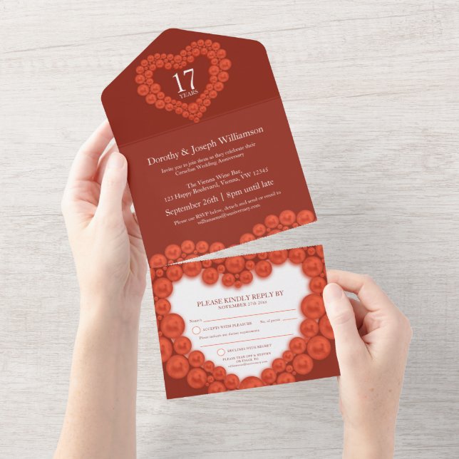 17º aniversário de casamento contas de cornalina (Aba destacável)
