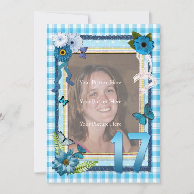 17º convite de aniversário de fotos (Frente)