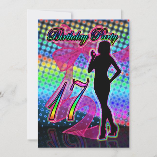 17º Convite de aniversário, Neon com fêmeas S (Frente)