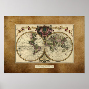 "1720 Guillaume DeLisle" - Poster do Mapa do Mundo