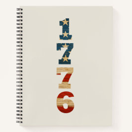 1776 Patriotic American Flag Notebook - Lined