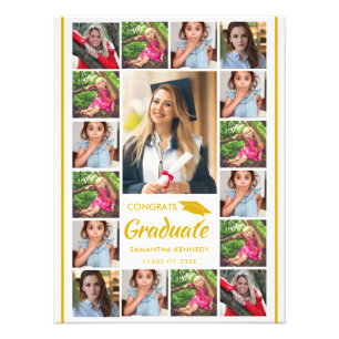 17 Colagem de Fotos Dourado Congrats Graduado Grad