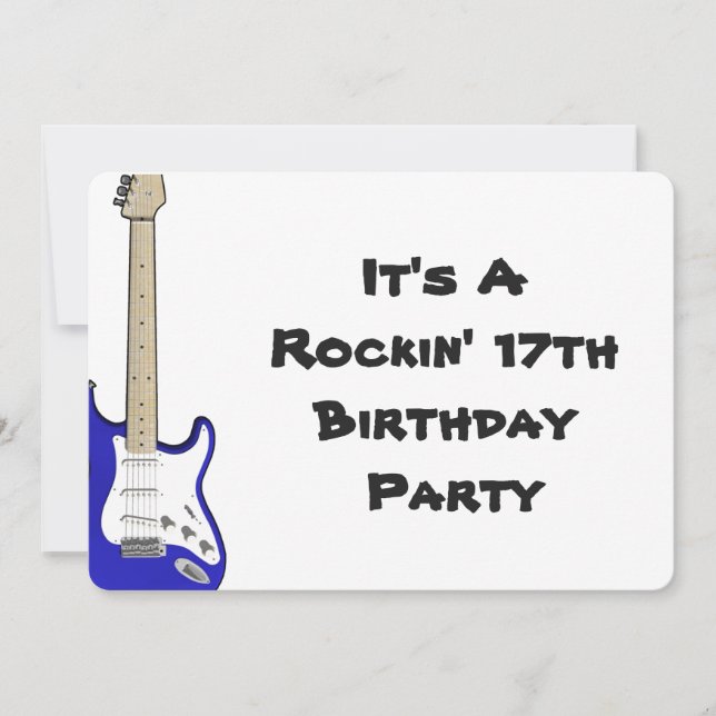 17o Guitarra do convite do aniversário, a azul e a (Frente)