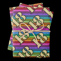 18º aniversário Números Dourados Arco-íris Stripe 