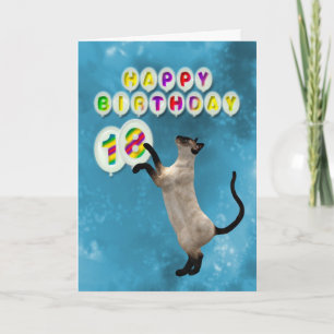 18º Cartão de aniversário com gatos siameses