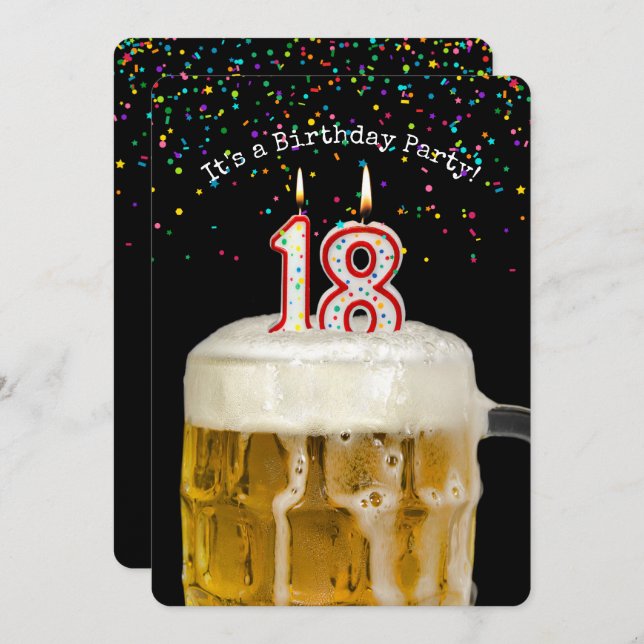 18º Convite de festas de velas de aniversário (Frente/Verso)