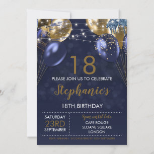 18º Convite Dourado de Aniversário para Marinho