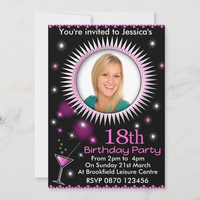 18º Convite para Fotografias de Festa de aniversár (Frente)
