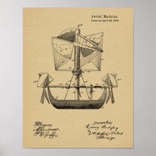 1879 Impressão de desenho da patente do avião de b