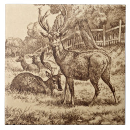 1879 William Wise Animal Series Deer Azulejo Repro