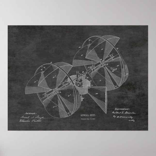 1882 Impressão de desenho de patente de avião para (Frente)
