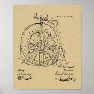 1887 Vintage Ice High Wheeler Bicycle Impressão