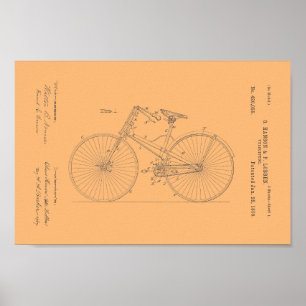1890 Vintage Bicycle Velocipede Patent Impressão