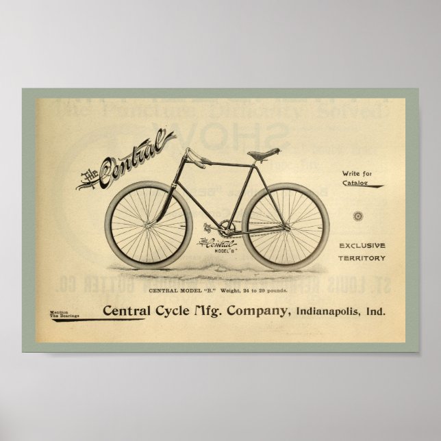 1894 O Poster de Bicicleta Central e Arte (Frente)
