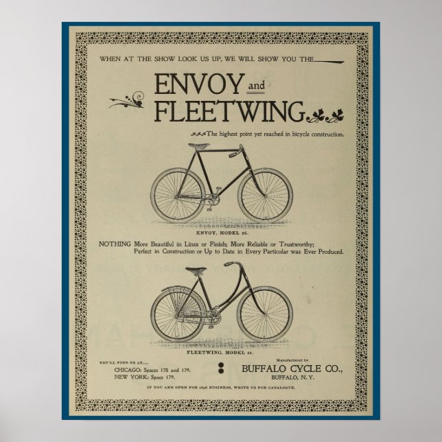 1896 Enviado Fleetwing Bicicletas E Poster de Arte (Frente)