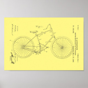 1896 Vintage Bicycle Velocipede Patent Impressão