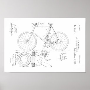 1898 Vintage Air Bicycle Patent Art Impressão