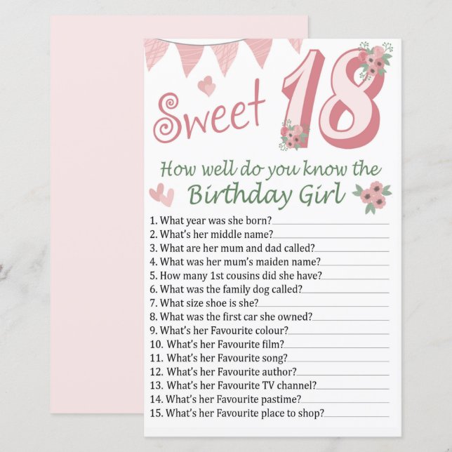 18. º aniversário Como você sabe o aniversário (Frente/Verso)