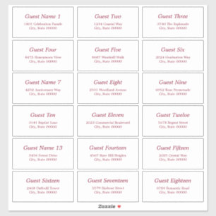 18 Etiquetas de Endereço Convidado Adesivo Borgonh