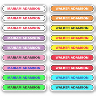 18 Etiquetas de nome coloridas para pertences de c