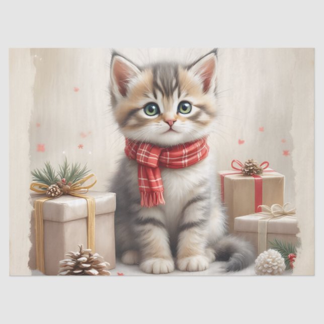 18# Gatinho de Natal de Papel Tecido (Frente )