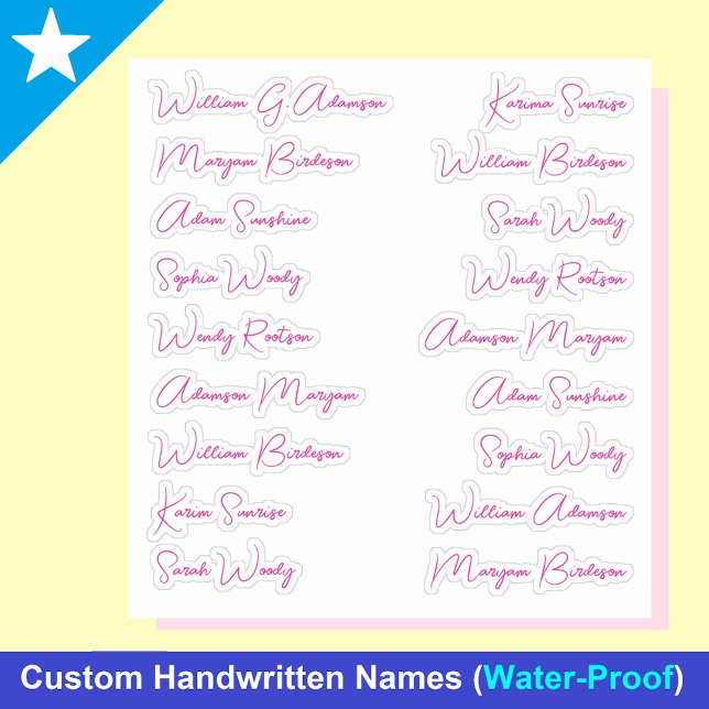 18 Nomes Completos Elegantes, Adesivos de Letra Ca (pink Names modern Monoline Calligraphy Script Stickers for girls)
