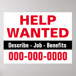 18" x 24" Help Wanted and Description Paper Poster