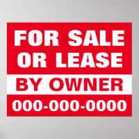 18" x 24" para venda ou Poster de papel de leasing