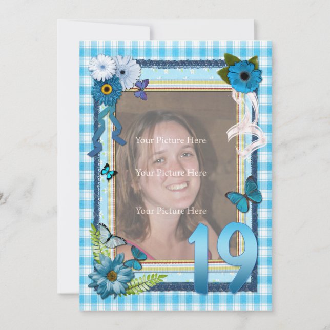 19º convite de aniversário de fotos (Frente)