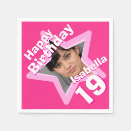 19º guardanapos rosa-quentes com estrela-fotografi