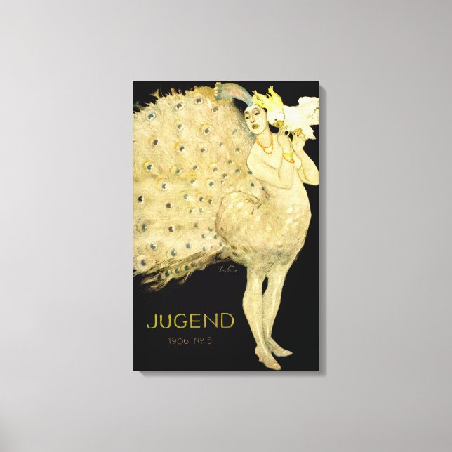 1906! ART NOUVEAU PEACOCK DANCER CANVAS (Frente)