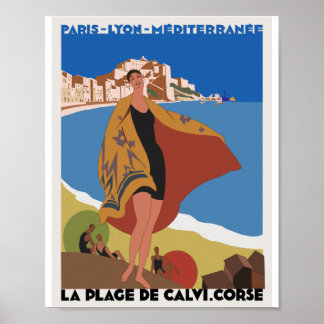 1920 francês Poster de viagens Paris lyon Medi