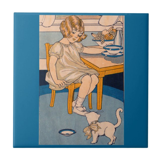 1920 menina e seu gatinho branco (Frente)
