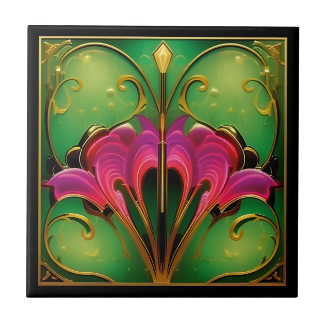 1920 Vintage Art Deco Reproduction Cerâmica Azulej (Frente)