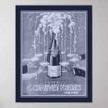 1923 Art Deco Champagne Ad Poster<br><div class="desc">1923,  Art Deco,  anúncio para G. Chauvet Freres em azul/branco. Disponível em outras cores e tamanhos.</div>