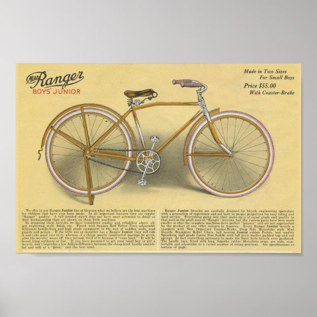 1923 Boys Junior Ranger Bicicleta E Poster de Arte (Frente)
