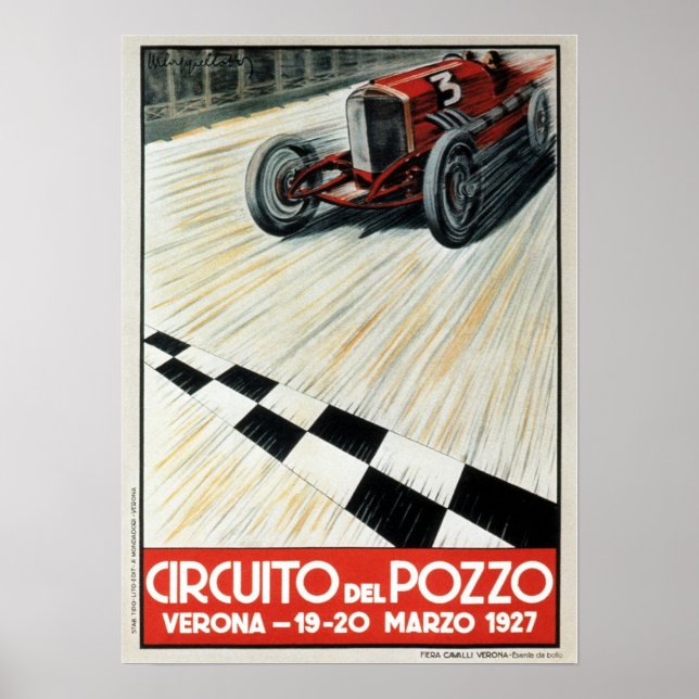 1927 Circuito del Pozzo Verona Auto Race Poster (Frente)