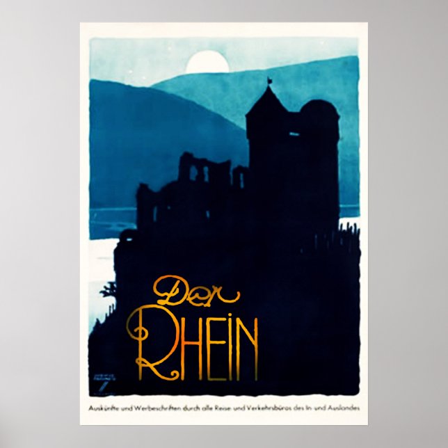 1930 Der Rhein Alemanha Poster de viagens (Frente)