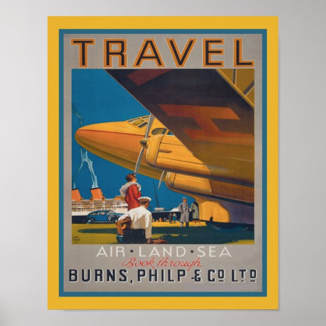 1930 - Terra e Poster de viagens do Mar (Frente)