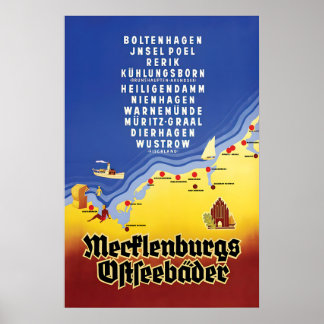 1930s Germany Travel Poster Mecklenburg Baltic Sea