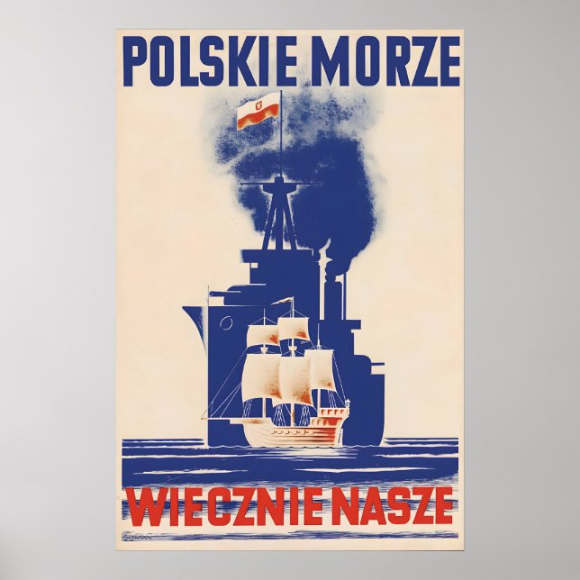 1930s Poland Propaganda Poster Baltic Sea Polish (Frente)