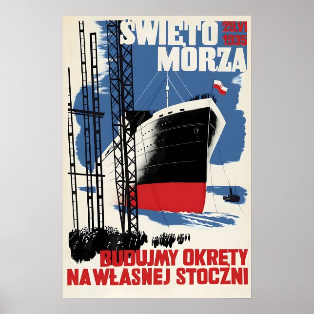 1935 Polish Poster Let's build our own shipyard (Frente)
