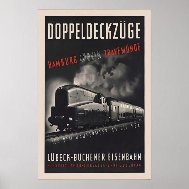 193637 German Railways Travel Poster Double deck (Frente)