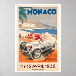 1936 Monaco Grand Prix Vintage Racing Poster