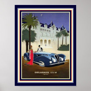 1937 Art Deco Delahaye Impressão 12x16