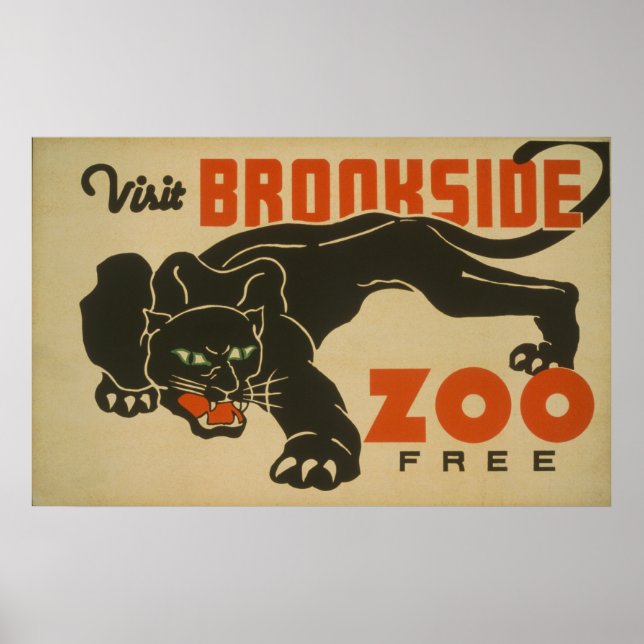 1937 Visite o Poster WPA do Zoo Brookside (Frente)