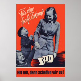 1949 German Labour Party SPD Election Poster For a