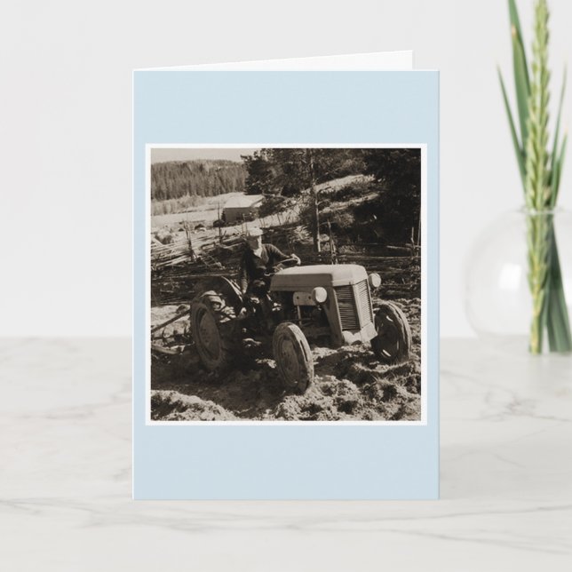 1950 Trator Ferguson Finlândia Cartão de aniversár (Frente)